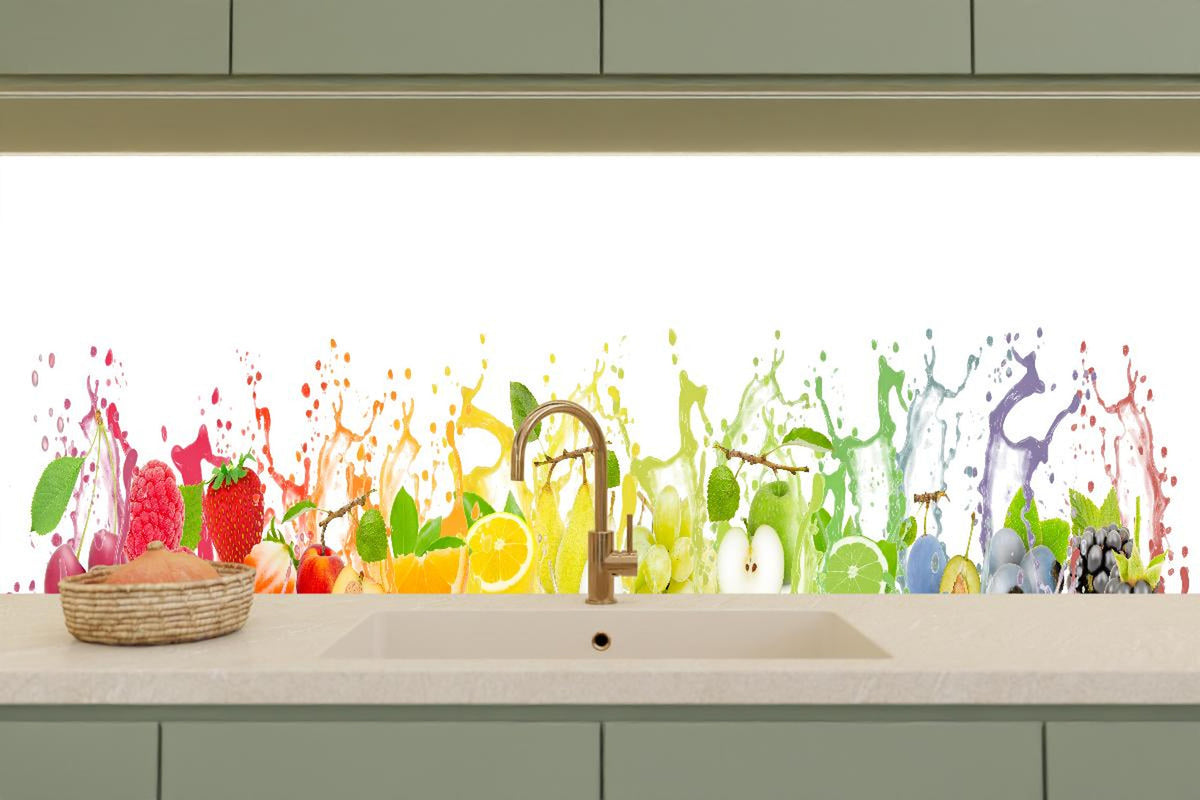 Küchenrückwand - Bunte spritzige Früchte