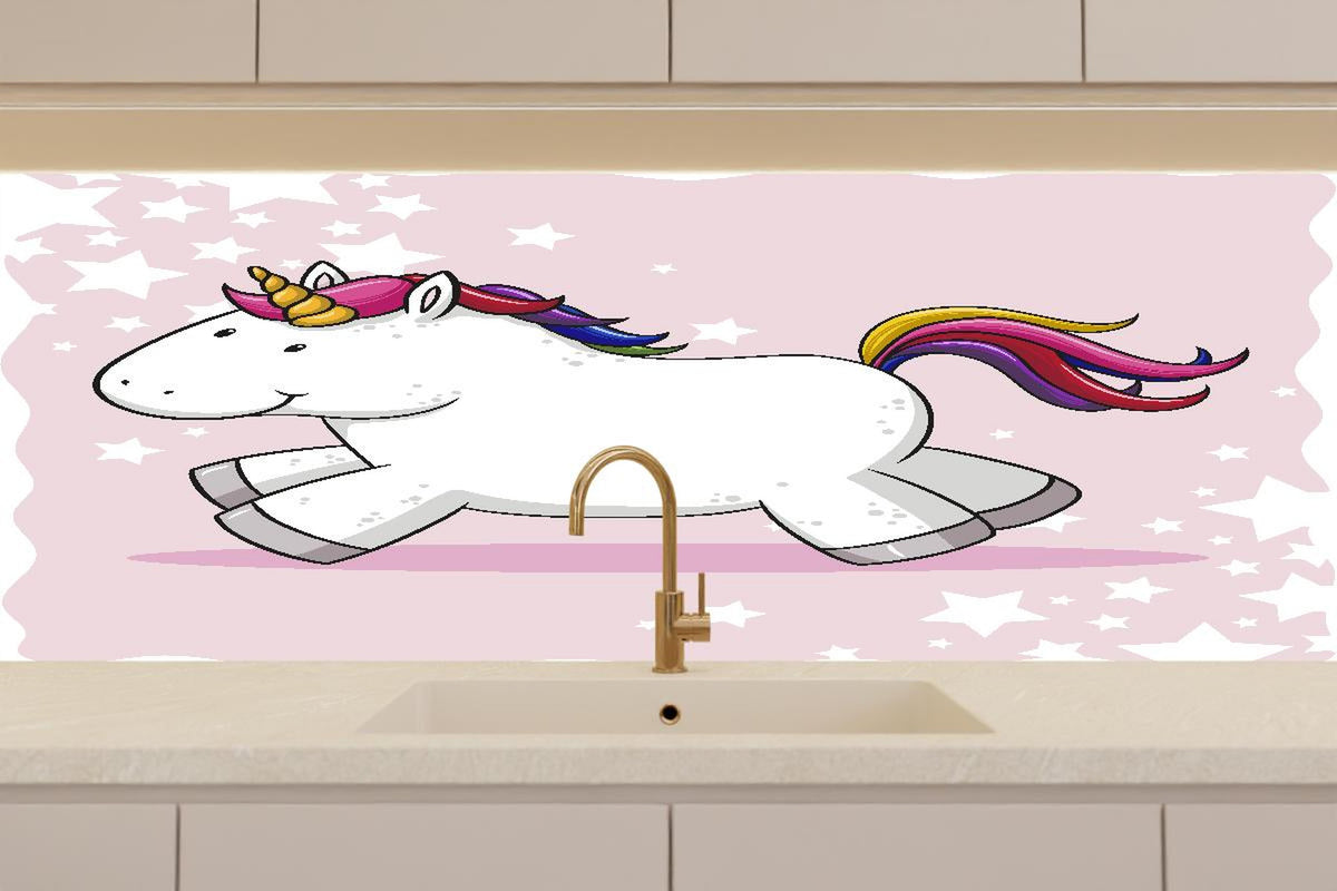Küchenrückwand - Buntes Einhorn Plüschtier Design