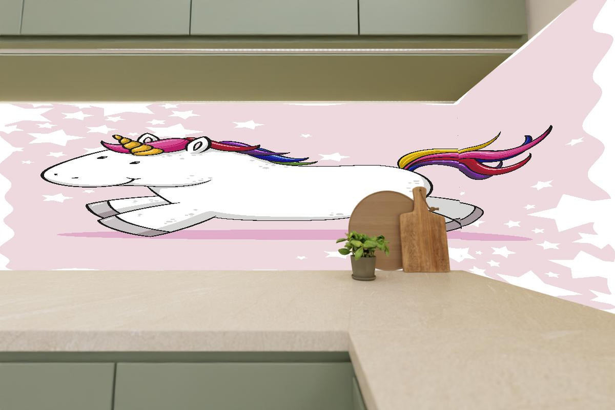 Küchenrückwand - Buntes Einhorn Plüschtier Design