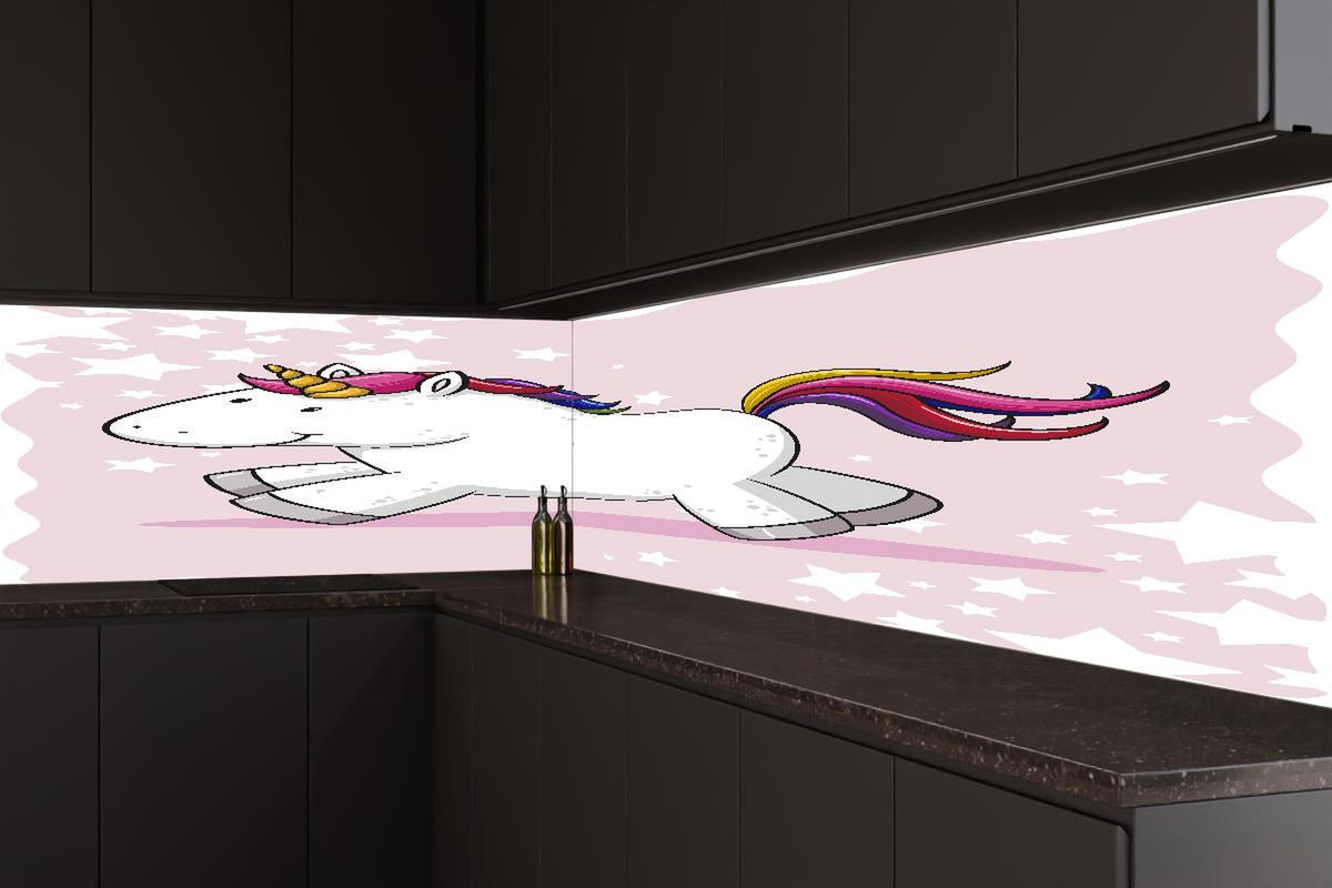 Küchenrückwand - Buntes Einhorn Plüschtier Design
