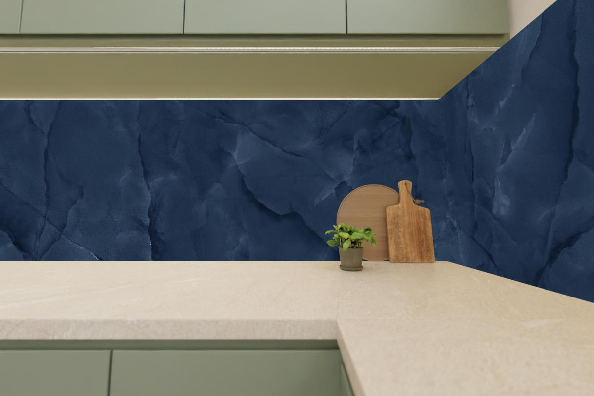 Küchenrückwand - Dunkelblauer Onyx-Marmor