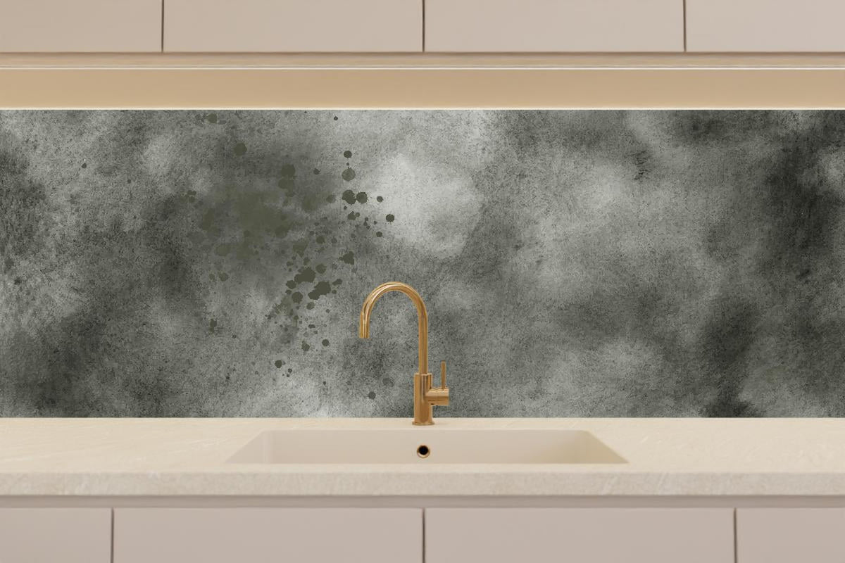 Küchenrückwand - Dynamische Aquarelltextur in Grau und Schwarz