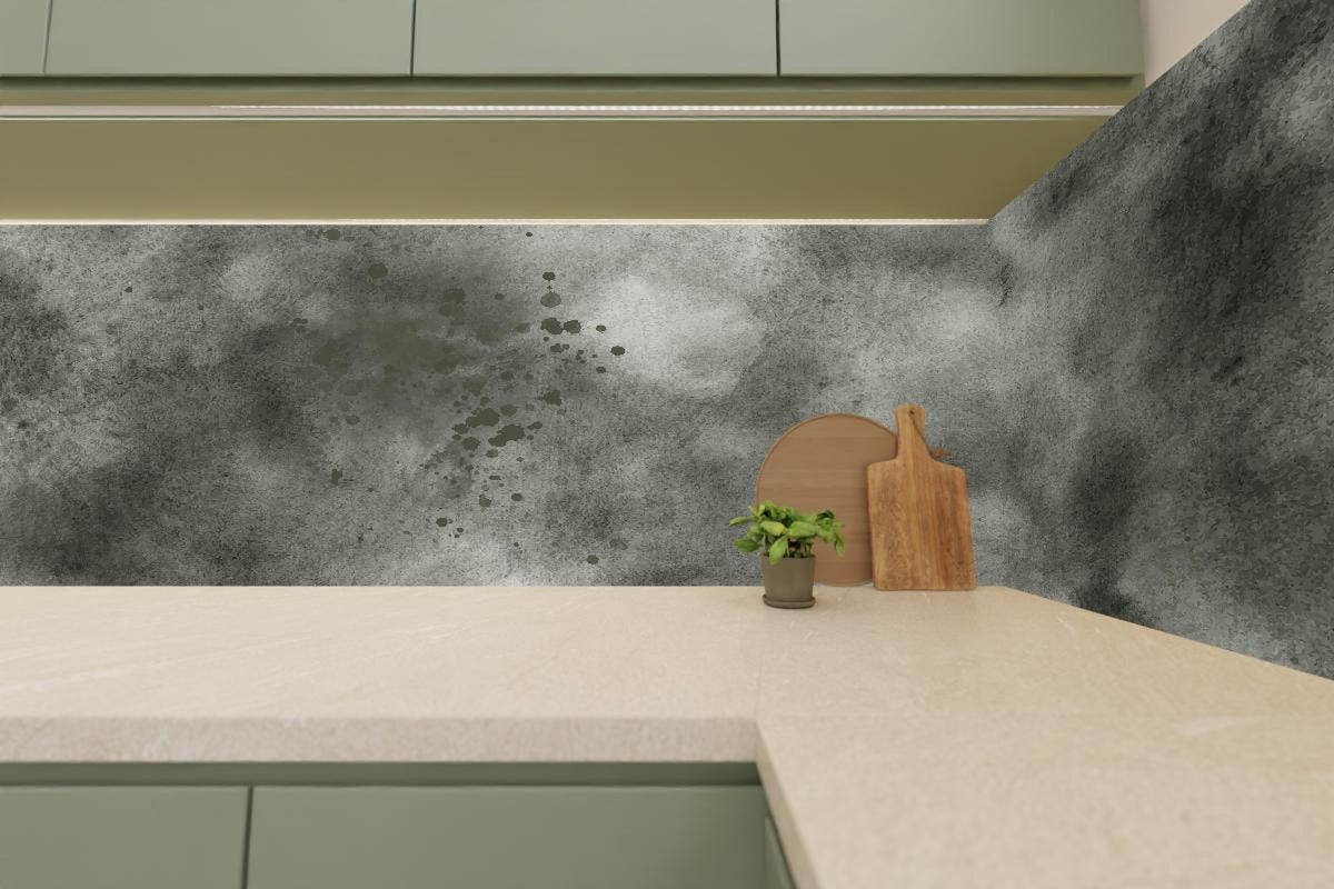 Küchenrückwand - Dynamische Aquarelltextur in Grau und Schwarz