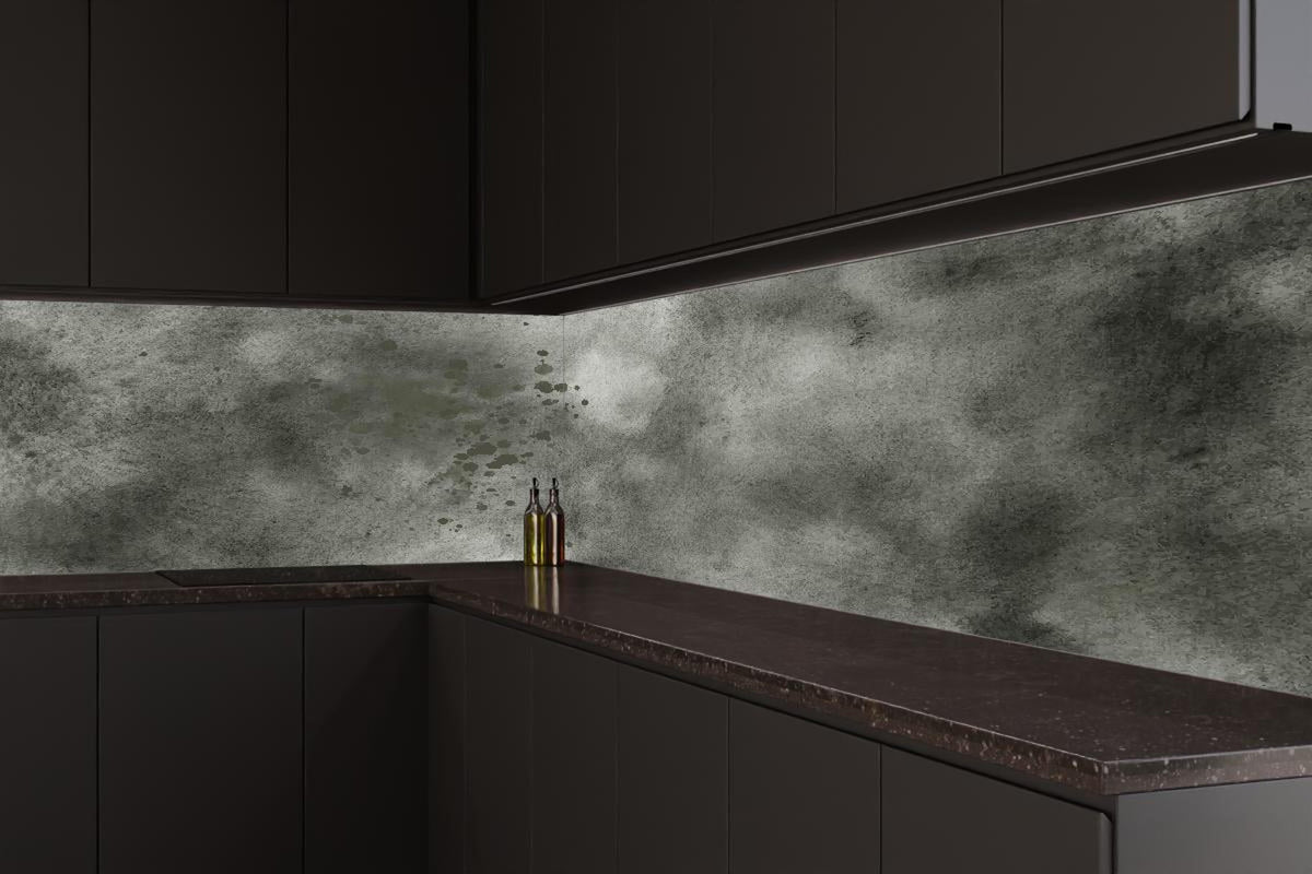 Küchenrückwand - Dynamische Aquarelltextur in Grau und Schwarz