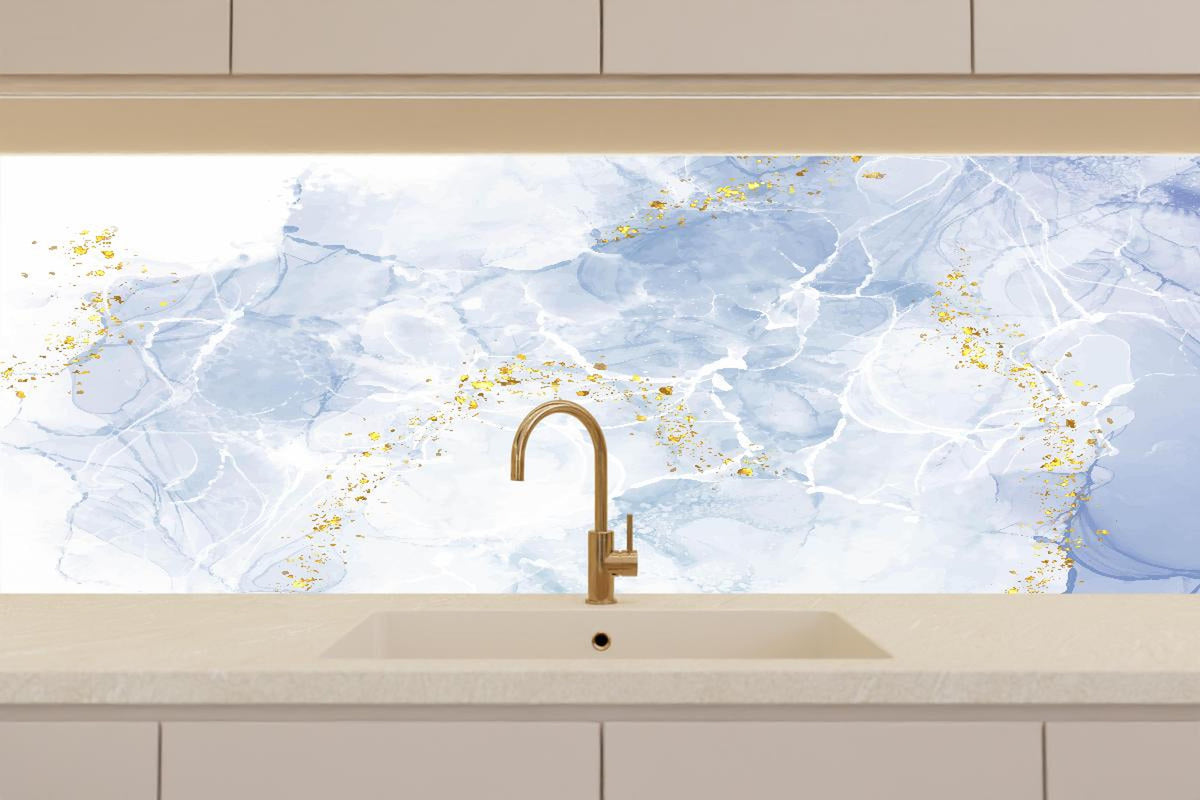 Küchenrückwand - Eisiges Blau mit Goldakzenten