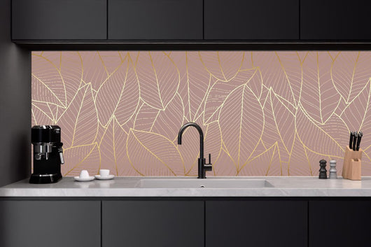 Küchenrückwand - Elegante Blattgold Struktur auf Beige