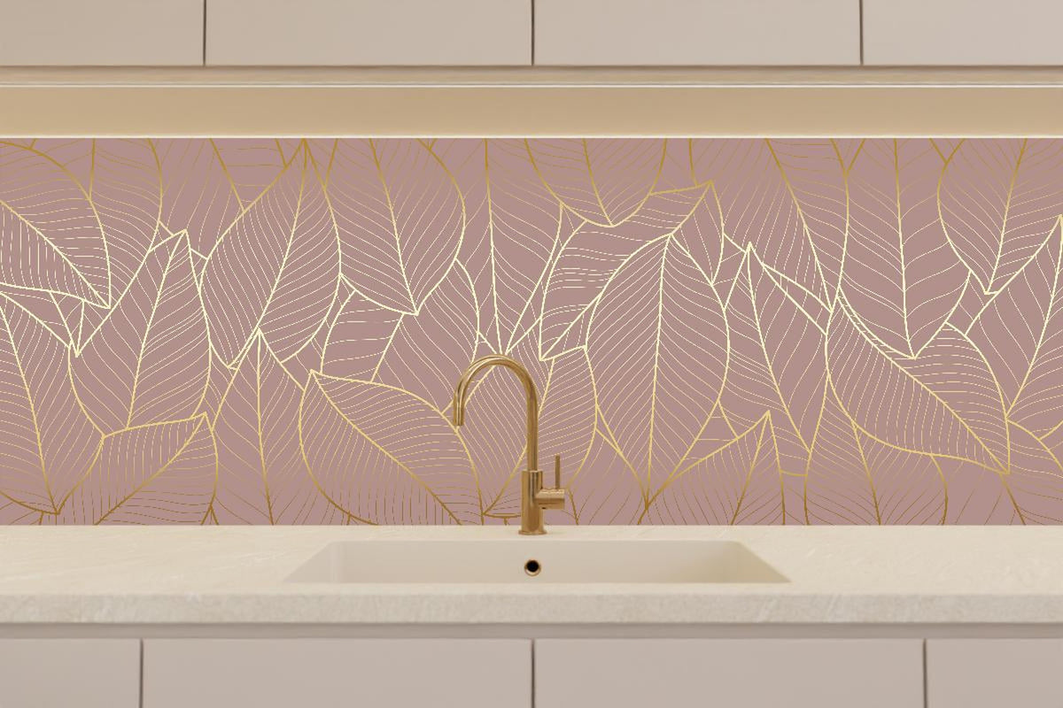 Küchenrückwand - Elegante Blattgold Struktur auf Beige