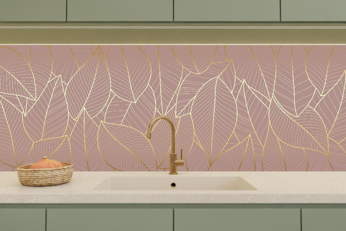 Küchenrückwand - Elegante Blattgold Struktur auf Beige