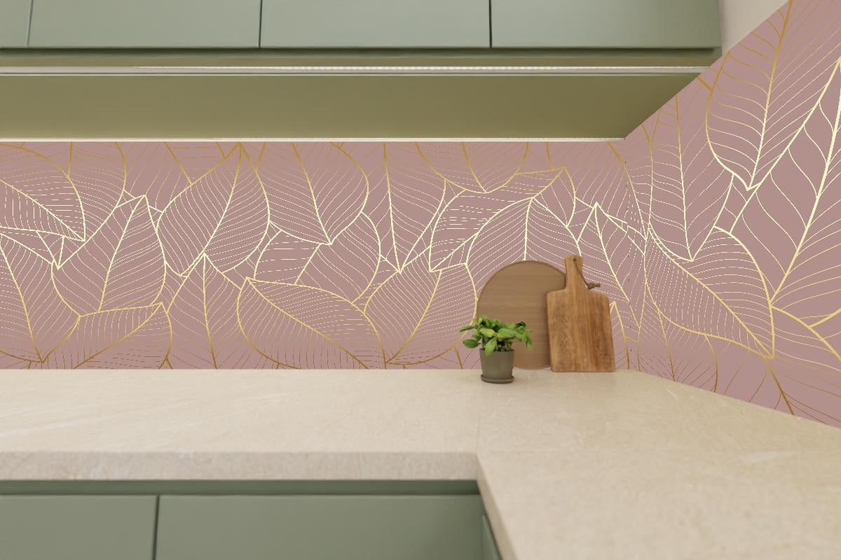 Küchenrückwand - Elegante Blattgold Struktur auf Beige