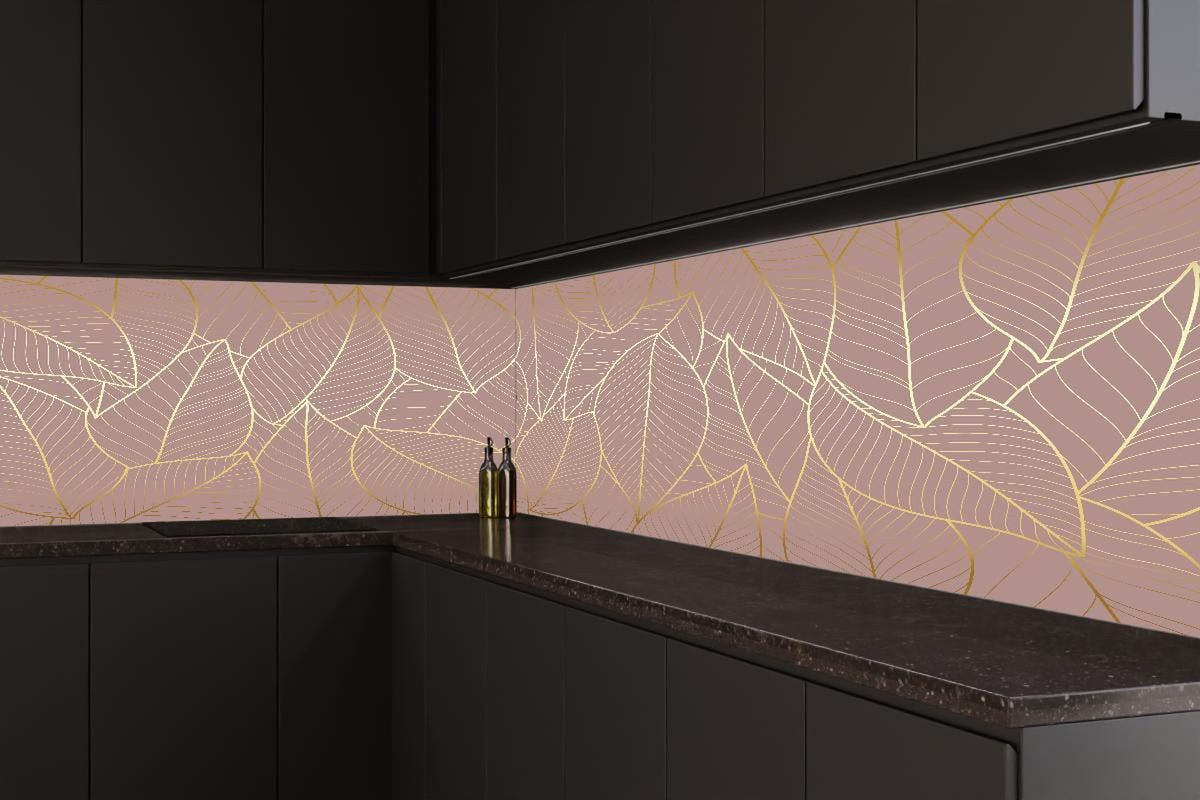 Küchenrückwand - Elegante Blattgold Struktur auf Beige
