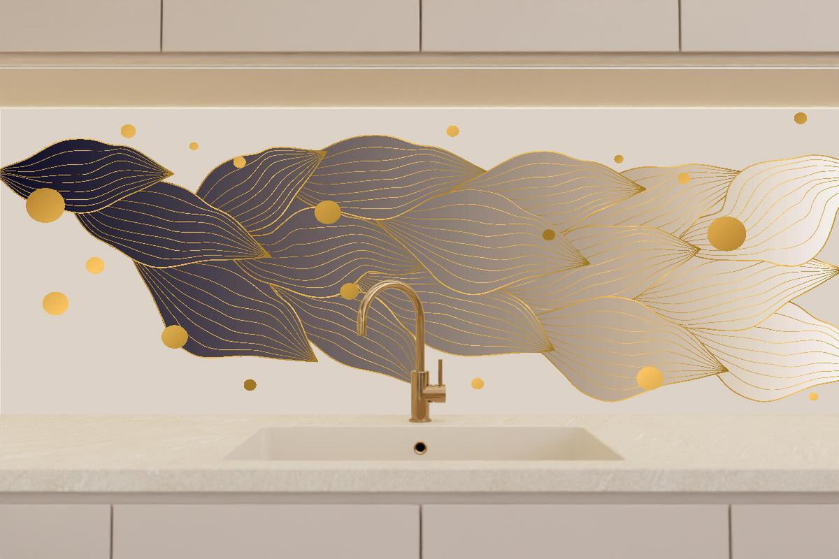Küchenrückwand - Elegante Graphik mit Goldakzenten