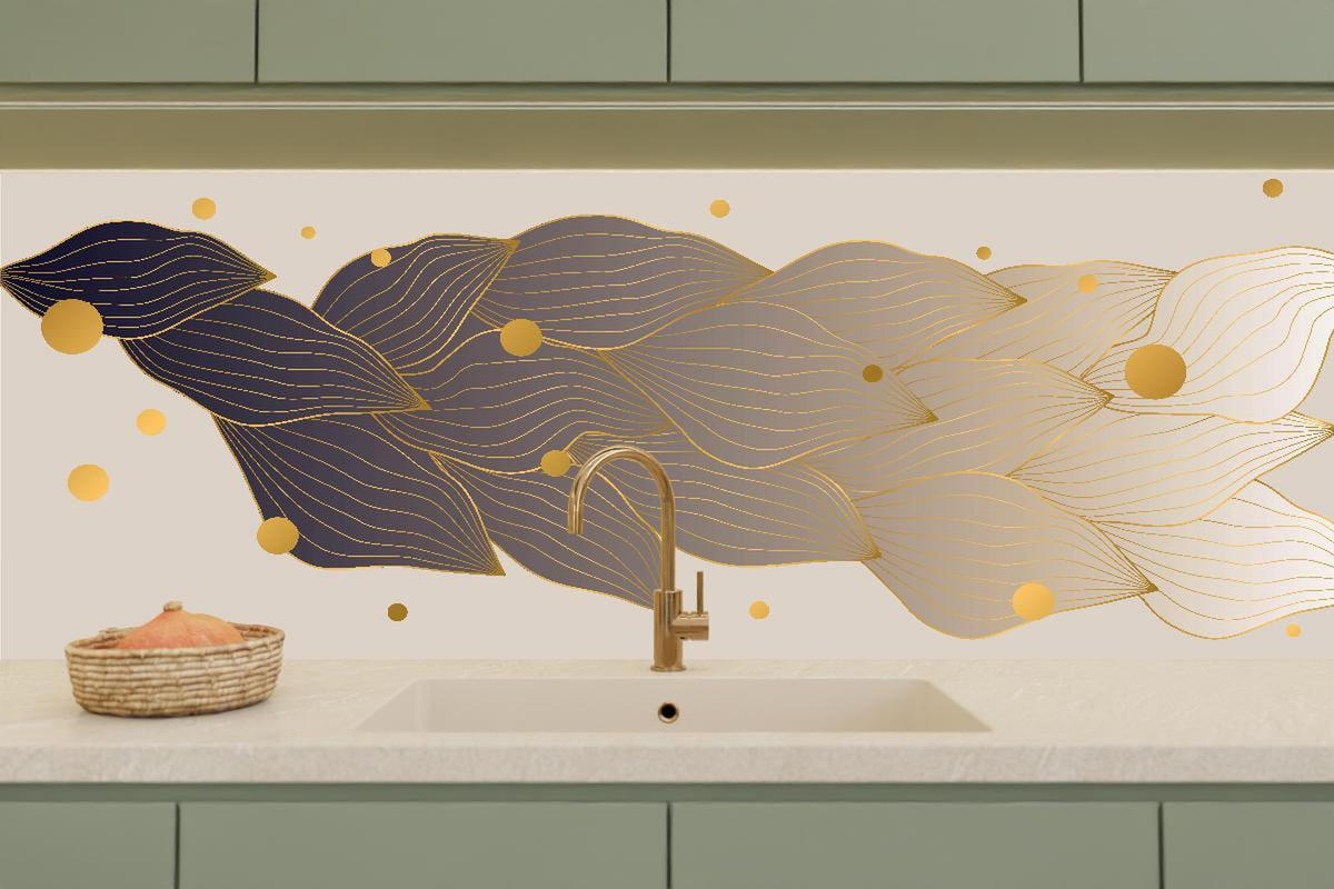 Küchenrückwand - Elegante Graphik mit Goldakzenten