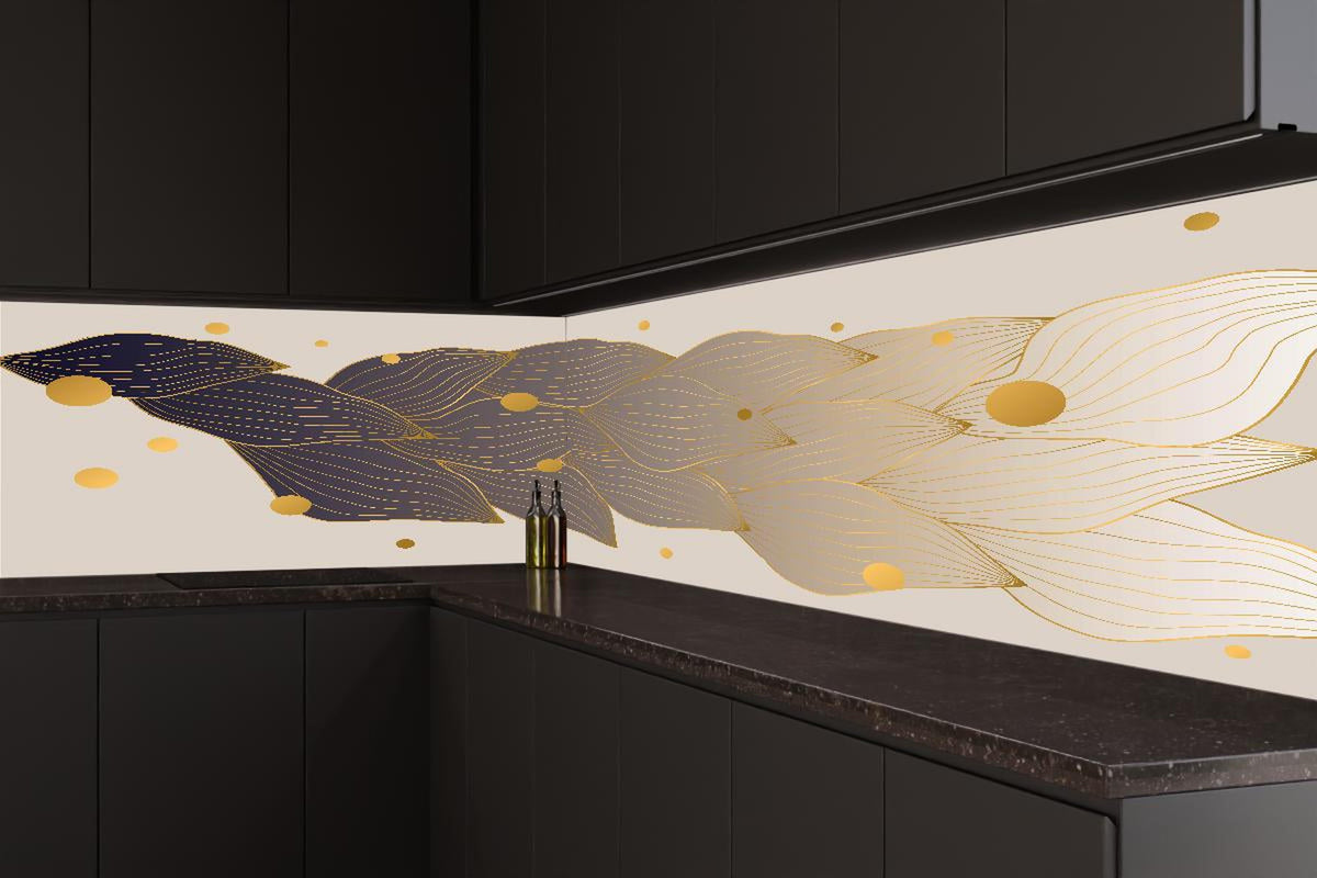 Küchenrückwand - Elegante Graphik mit Goldakzenten