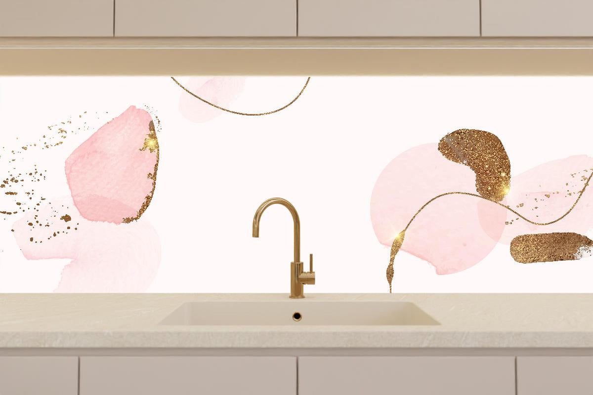 Küchenrückwand - Elegante Rosa und Gold Muster Design