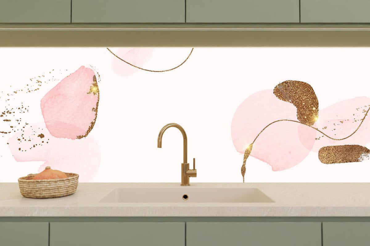 Küchenrückwand - Elegante Rosa und Gold Muster Design