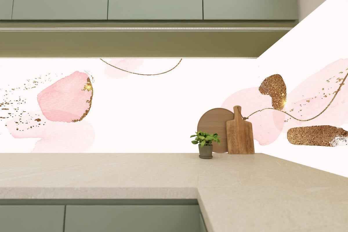 Küchenrückwand - Elegante Rosa und Gold Muster Design