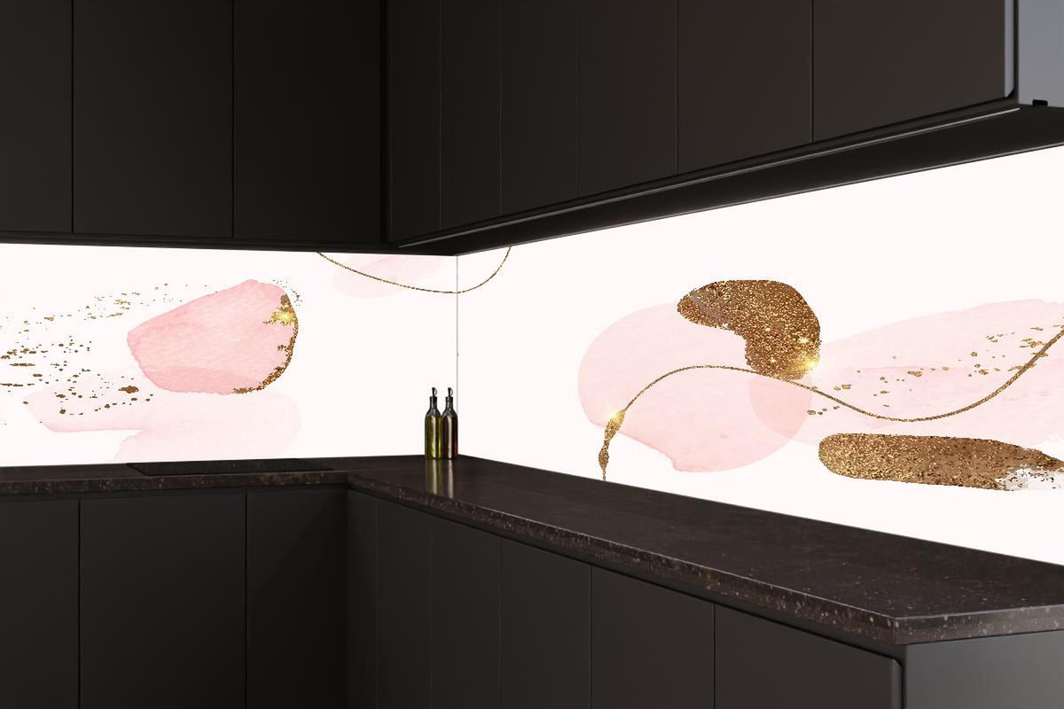 Küchenrückwand - Elegante Rosa und Gold Muster Design