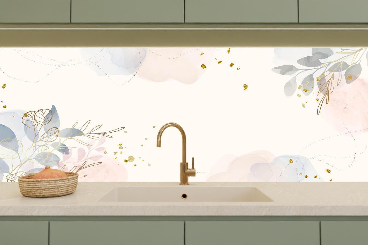 Küchenrückwand - Elegantes Blumen Aquarell Hintergrunddesign
