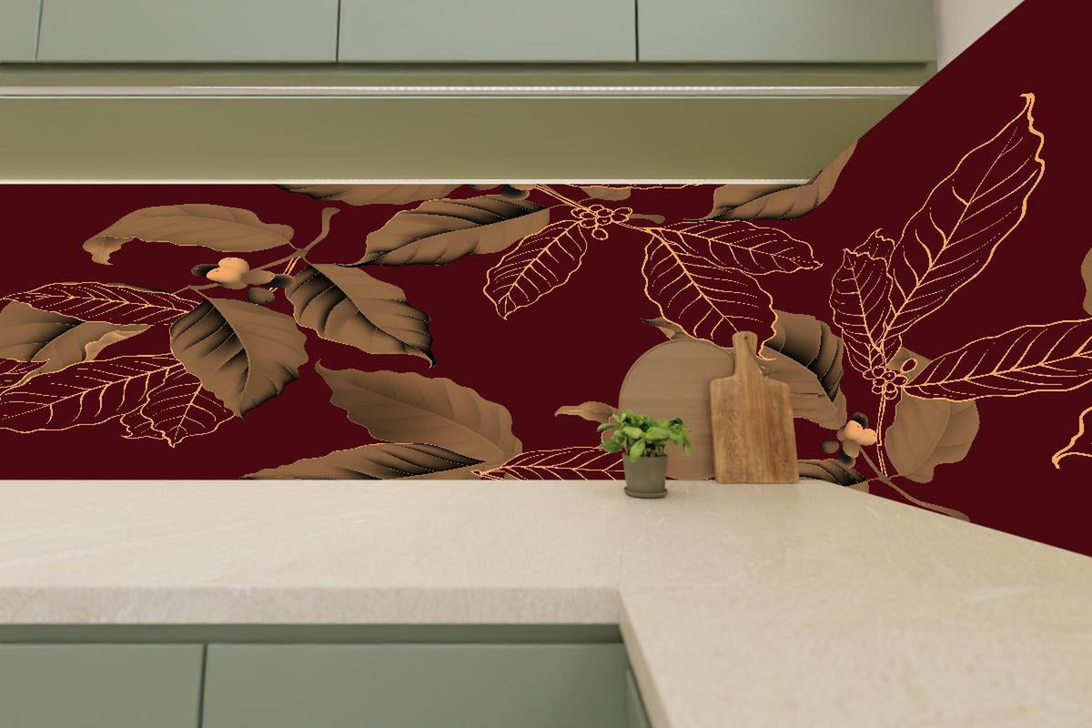 Küchenrückwand - Exquisites Herbstlaub Rot und Gold Design