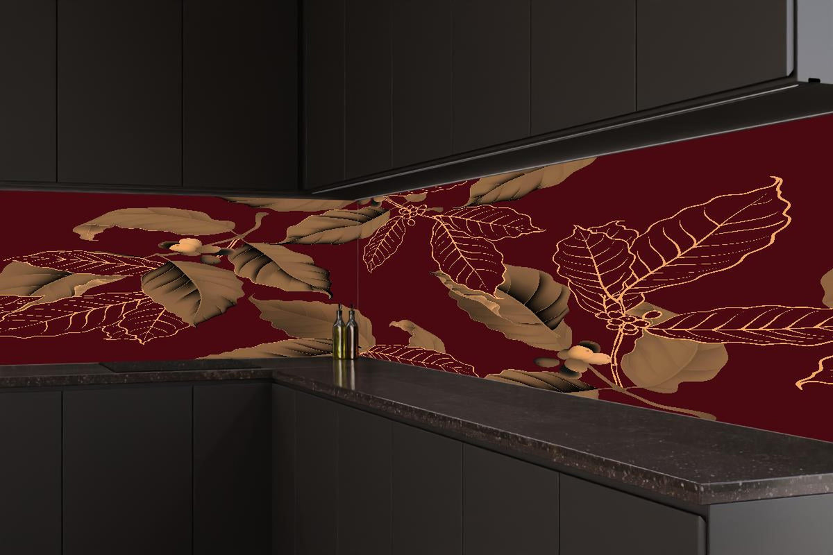 Küchenrückwand - Exquisites Herbstlaub Rot und Gold Design