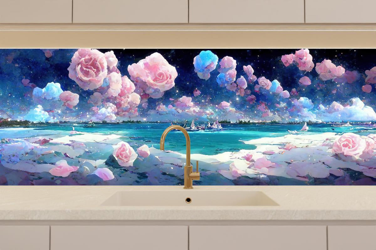 Küchenrückwand - Florale Traumwelt - Ozean