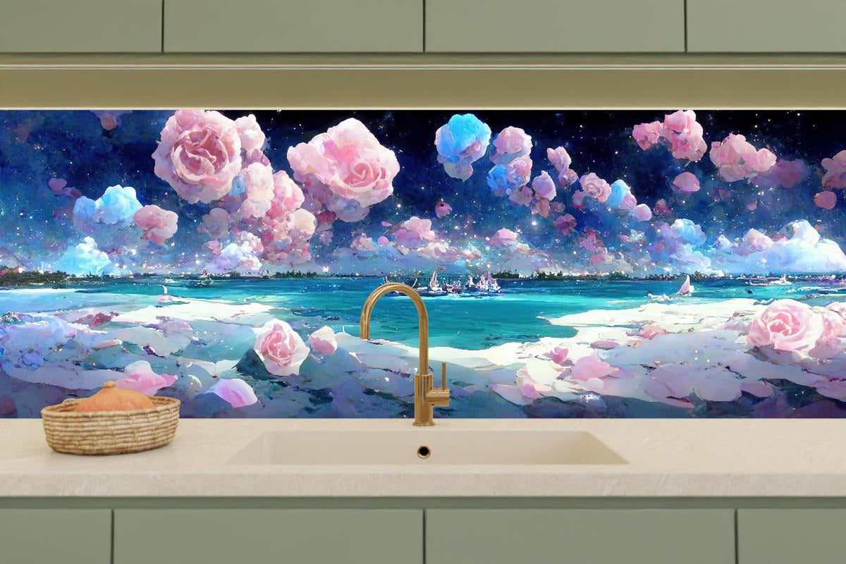 Küchenrückwand - Florale Traumwelt - Ozean