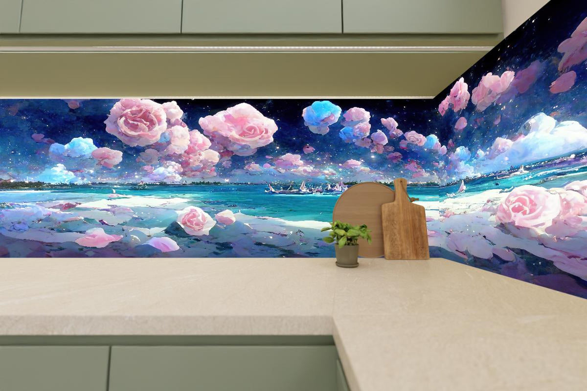 Küchenrückwand - Florale Traumwelt - Ozean