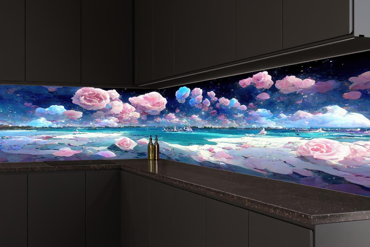 Küchenrückwand - Florale Traumwelt - Ozean