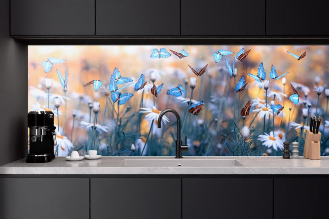 Küchenrückwand - Frühling Naturlandschaft mit wilden Blumen