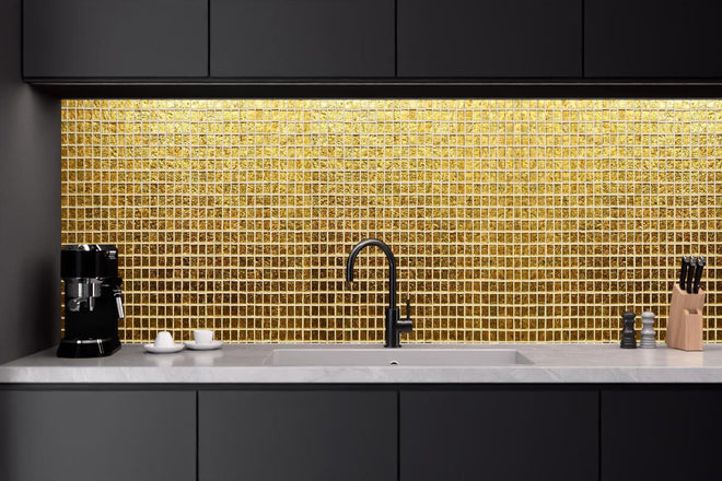 Küchenrückwand - Goldenes Fliesenmuster