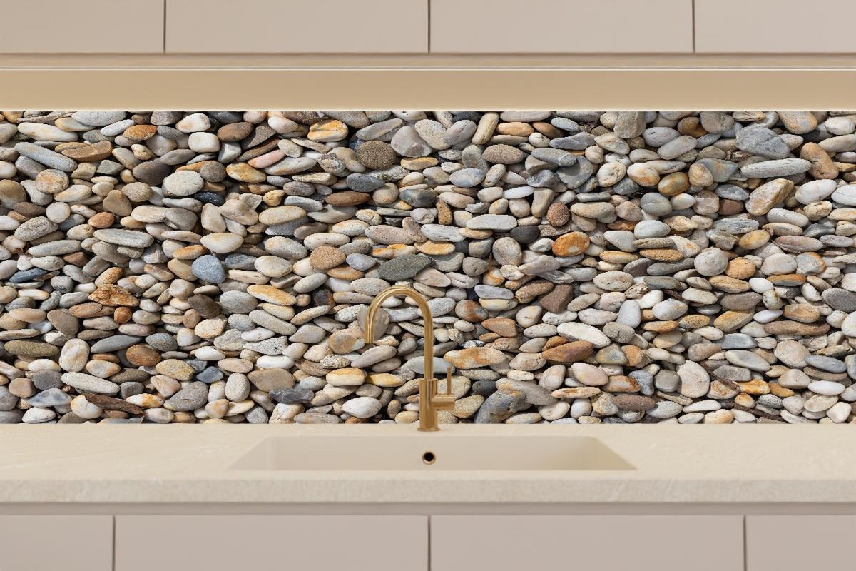 Küchenrückwand - Grau-Beige Natürliche Kieselstein-Textur