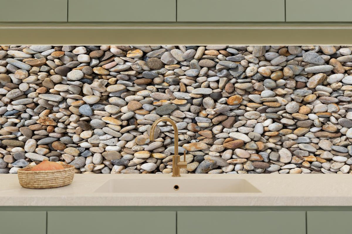 Küchenrückwand - Grau-Beige Natürliche Kieselstein-Textur