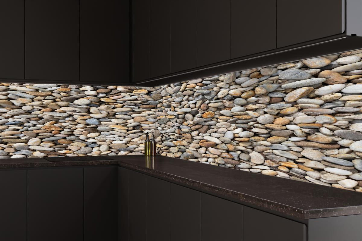 Küchenrückwand - Grau-Beige Natürliche Kieselstein-Textur