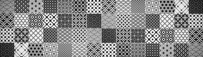 Küchenrückwand - Grau-Weiß geometrisch Mosaik