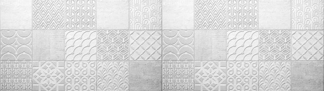 Küchenrückwand - Graues weißes Vintage Mosaikmotiv