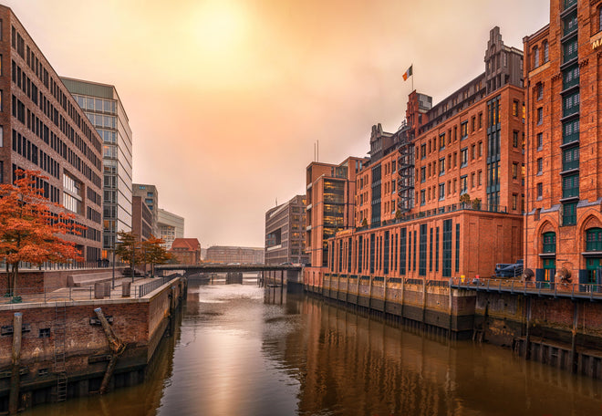 Küchenrückwand - Hamburg bei Sonnenuntergang