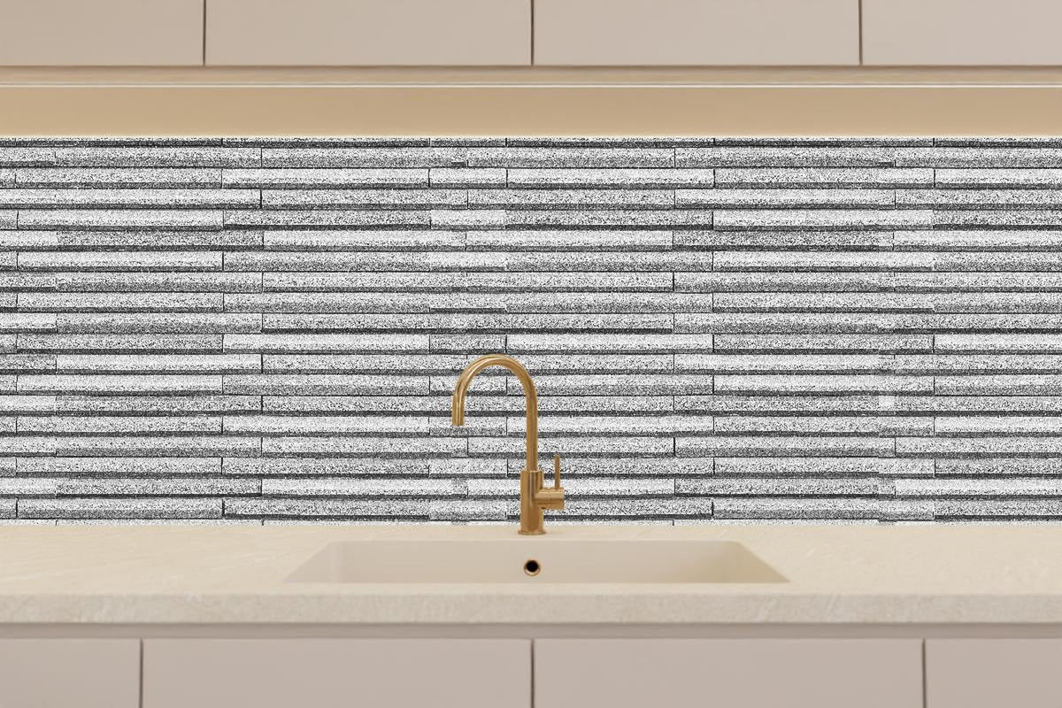 Küchenrückwand - Horizontale weiße Steinwand Textur