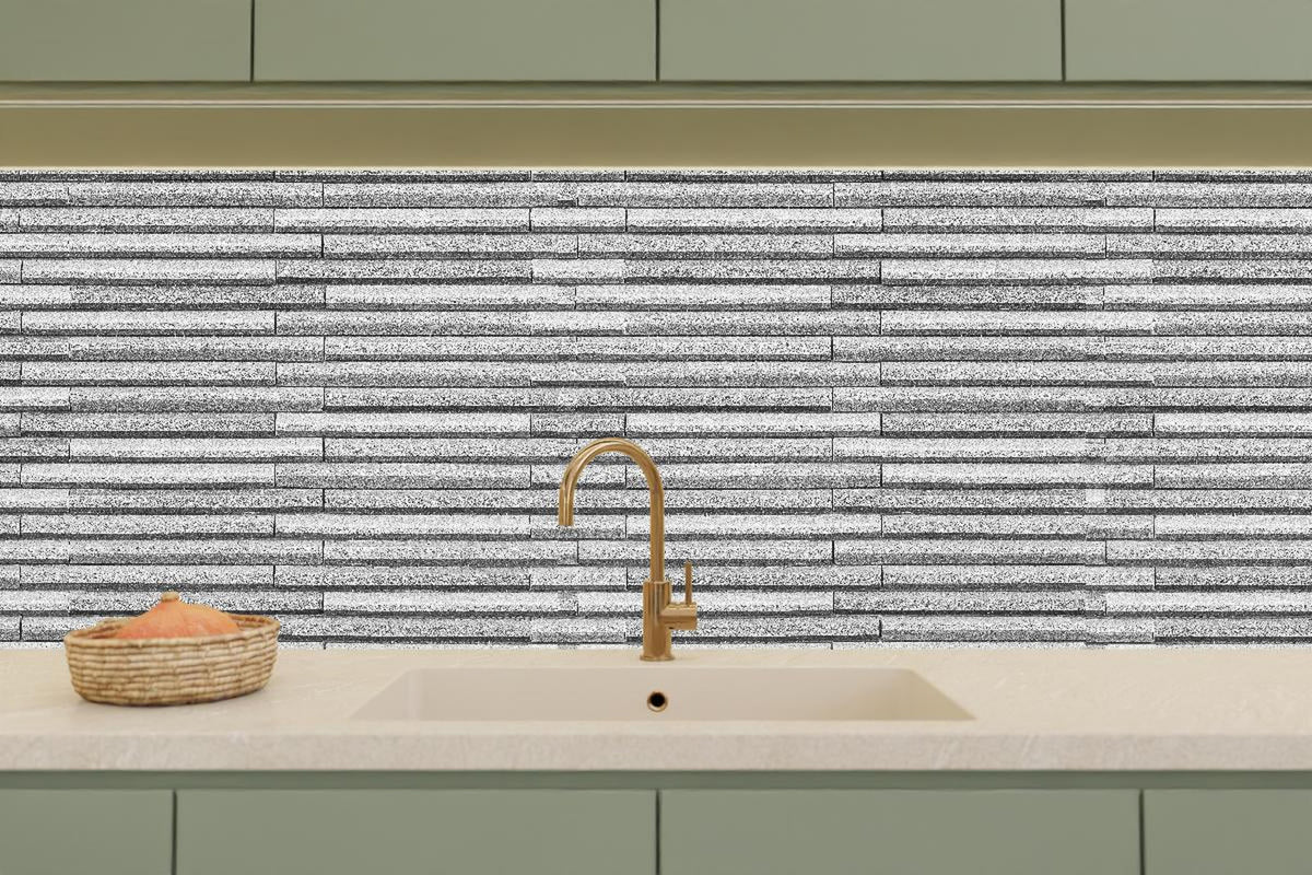 Küchenrückwand - Horizontale weiße Steinwand Textur