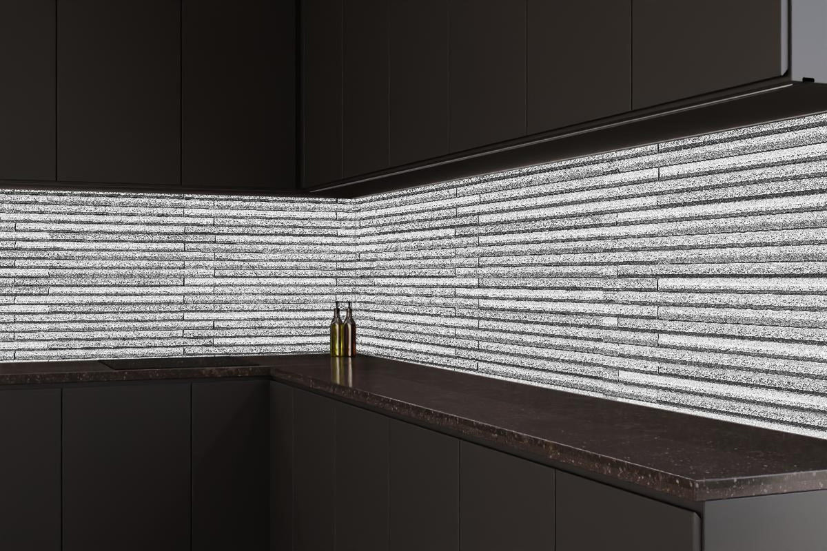 Küchenrückwand - Horizontale weiße Steinwand Textur
