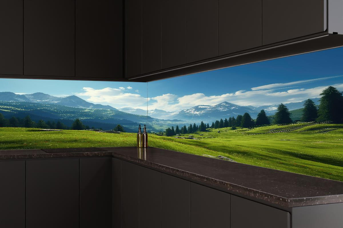 Küchenrückwand - Idyllische Alpenlandschaft in Sommerfrische