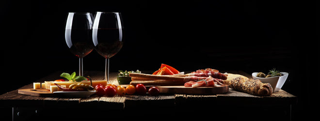 Küchenrückwand - Italienische Antipasto & Wein