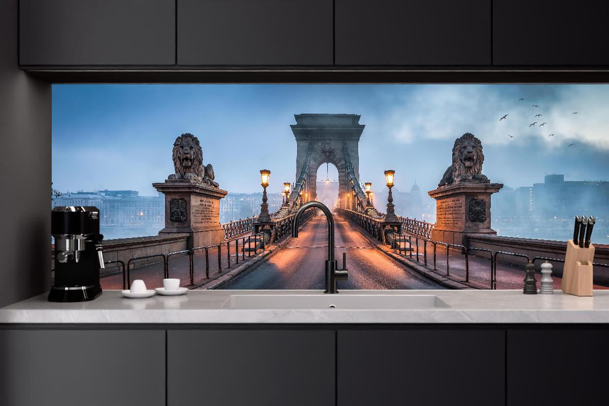 Küchenrückwand - Kettenbrücke Panorama in Budapest