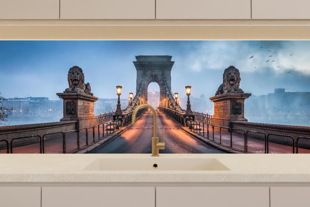 Küchenrückwand - Kettenbrücke Panorama in Budapest