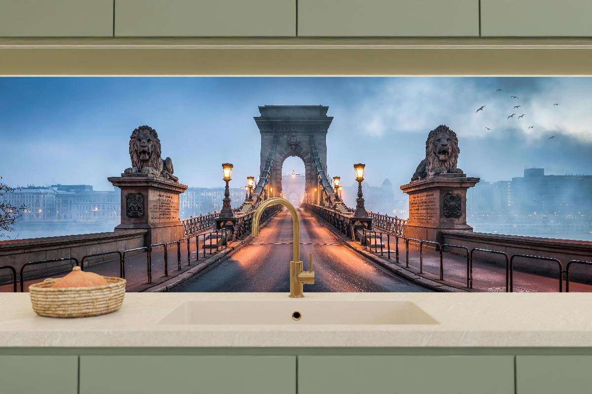 Küchenrückwand - Kettenbrücke Panorama in Budapest