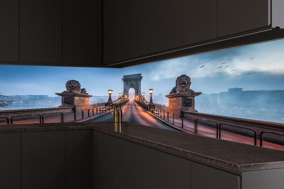 Küchenrückwand - Kettenbrücke Panorama in Budapest