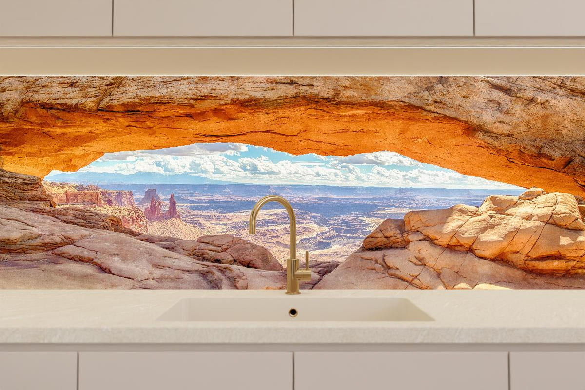 Küchenrückwand - Mesa Arch-Panorama bei Sonnenaufgang