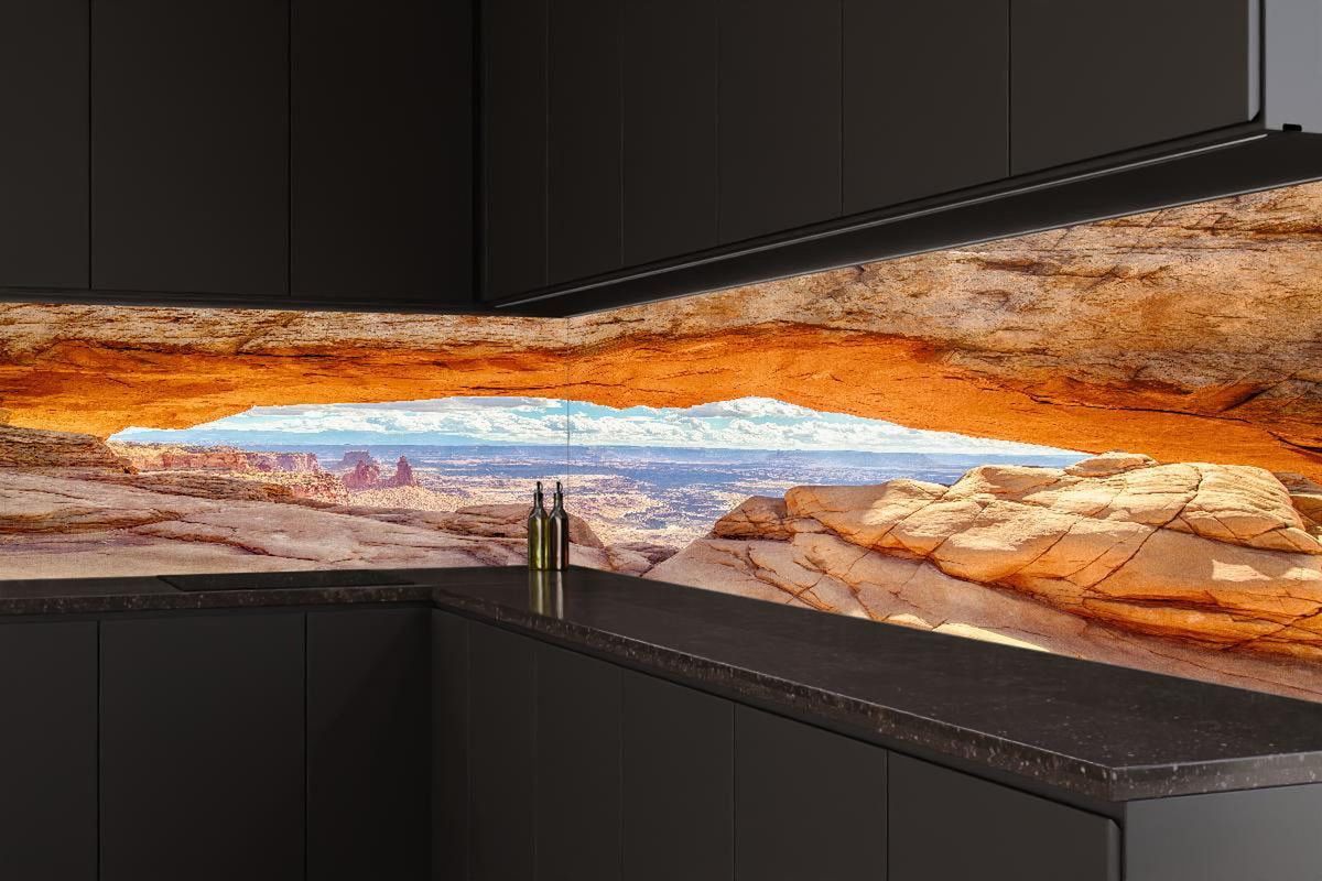Küchenrückwand - Mesa Arch-Panorama bei Sonnenaufgang