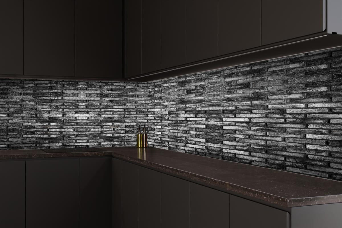 Küchenrückwand - Metallische Steinstruktur