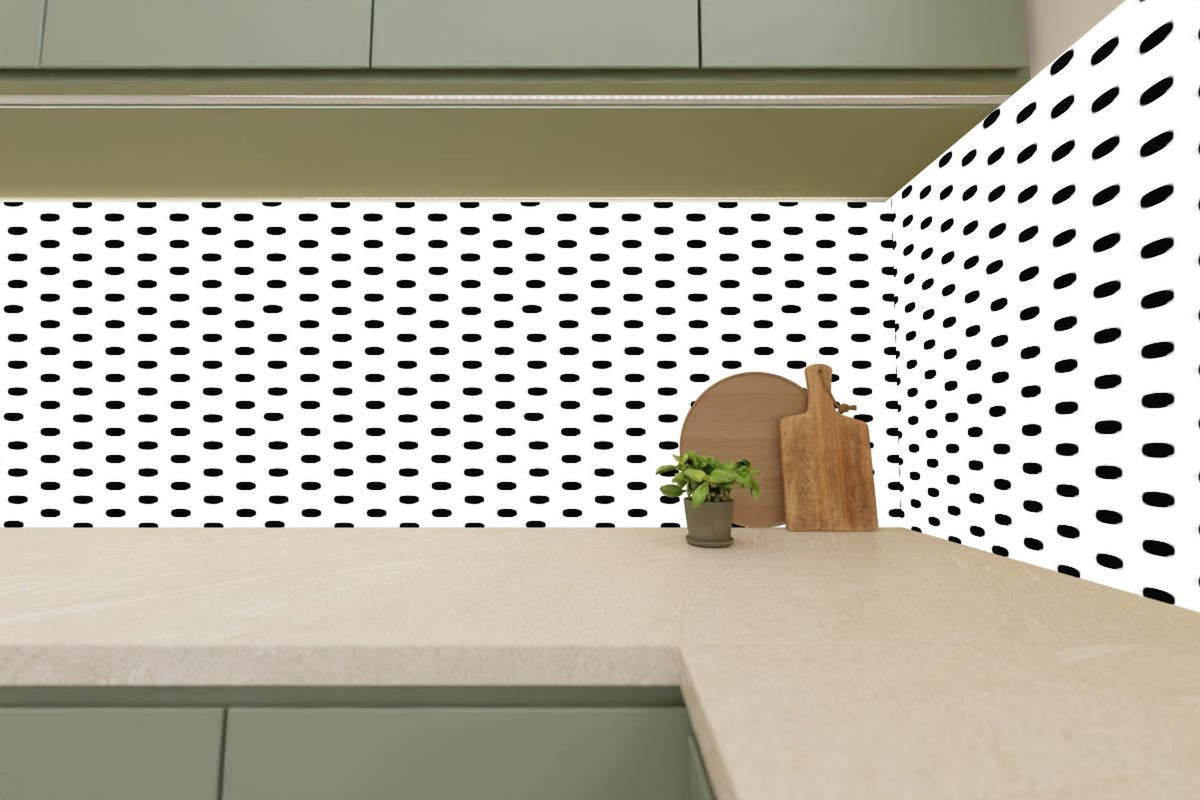Küchenrückwand - Moderne Schwarz-Weiß Punkte Musterung
