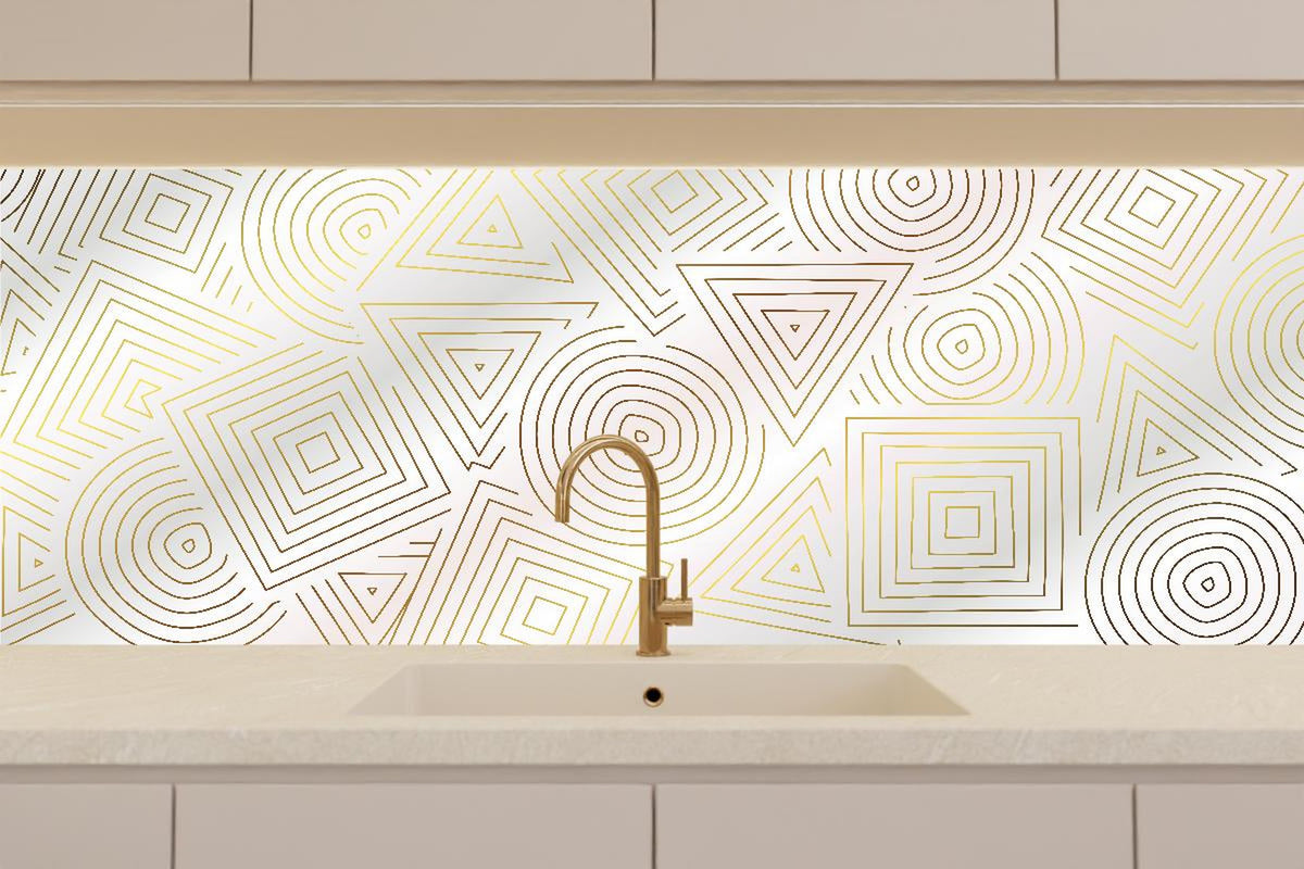 Küchenrückwand - Moderne Weiß-Goldene Geometrie Textur